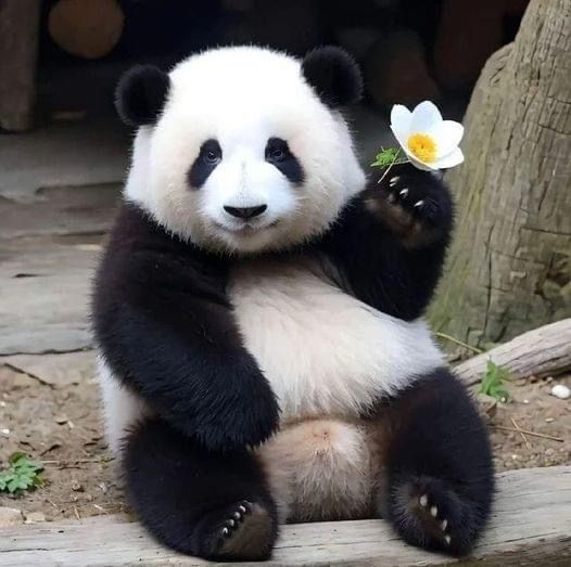 Панда ест бамбук